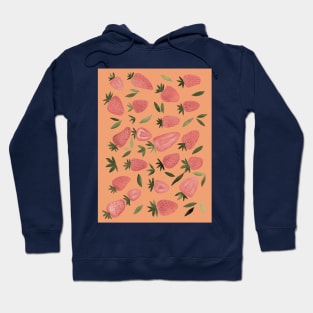 Watercolors strawberries - dusty pink on beige Hoodie